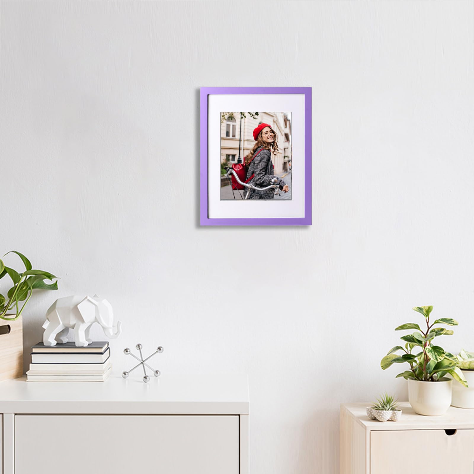 wyooxoo 11x14 Picture Frame Made of Solid Wood Purple Photo Frames Display Pictures 8x10 with Mat or 11x14 Without Mat Colorful